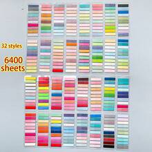 32pcs/Pack 6400 Sheets / 16pcs/Pack 3200 Sheets / 10pcs/Pack 2000 Sheets / 6pcs/Pack 1200 Sheets Sticky Notes, Index Tabs, Book Tabs, Memo Pads, Annotation Labels, Colorful Page Markers For Annotating Books, Documents, Organizing Notebooks - Multicolor - View 8