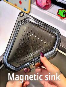 1个可调节夹式厨房水槽沥水篮 - 采用加厚塑料制成，可沥干食物/餐具残渣，清洗水果和蔬菜，无需工具即可轻松安装/清洁，节省空间 - 适合厨房水槽收纳，乔迁新居、母亲节、妇女节礼物 - 彩色 - 查看 7