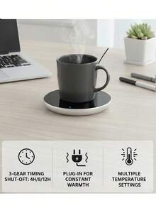 3-Level Touch Control Heated Coaster, 8-Hour Auto Shut Off, Suitable For Coffee Cups And Various Beverages