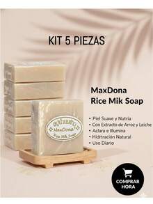 Kit 5 Jabones Con Extracto De Arroz Y Leche Para Aclarar La Piel Maxdona - Milk - Ver 1
