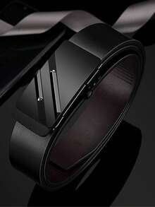 Men's Leather Belt Automatic Buckle, Business Casual Durable Waistband, Fashionable New Design, All Seasons Wear - Black - View 7