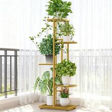 SHENGMAO--2/3/4/5/6-7Tier Plant Stand, Iron Flower Stand,Heavy-Duty Metal Frame, Metal Flower Stand, High-Angle Multi-Tier Plant Rack, Indoor/Outdoor Flower Pot Display Stand. Crafted From Iron With A Sleek, Minimalist Design For Easy Disassembly. This Versatile Stand Fits Seamlessly In Living Rooms, Entryways, Offices, Or Outdoor Patios And Gardens. Available In Multiple Colors. - 金色5層 - 查看 4