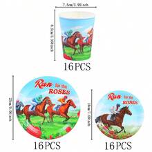 Racing Horse Disposable Tableware Set, 7/9 Inch Party Plates, Disposable Paper Plates And Cups Suitable For Holidays, Weddings, Engagements, Weddings, Birthdays, Parties, Celebration Events - Multicolor - View 13