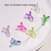 5pcs Acrylic 3D Transparent Colorful Large Hole Jelly Letter Beads, Random Mixed Colors, For Handmade DIY Jewelry Making Necklace Bracelet Earrings Bag Chain Keychain Keyring Clothing Zipper Accessories Pendant - Multicolor - View 28