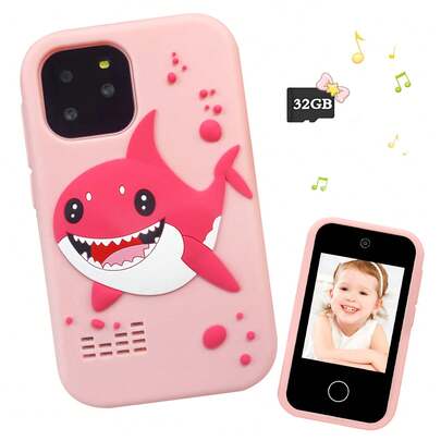 儿童智能手机，男女童皆宜，适合3-12岁儿童的节日生日礼物，幼儿学习玩具手机，配备2.8英寸触摸屏、双摄像头、游戏、音乐播放器，兼容32GB内存卡。