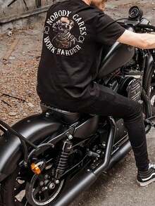 2026 Summer Men's Skull Print Short Sleeve T-Shirt, Suitable For Casual Street Wear - Black - View 3