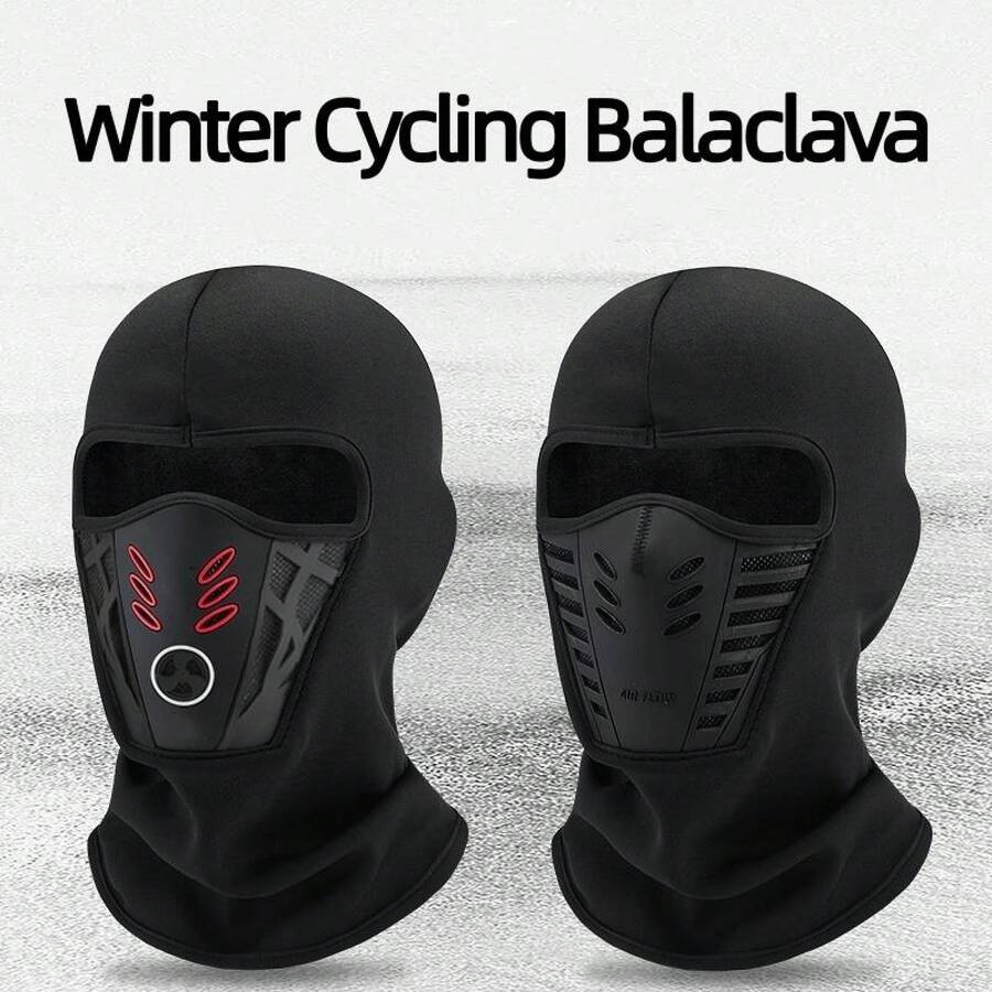 Winter Rider Warm Anti-Haze Balaclava Full Face Mask For Motorcycle Riding Cycling Ski Hood Cap Windproof Soft Outdoor Warm Bike Headwear JS3L - 黑色 - 查看 1