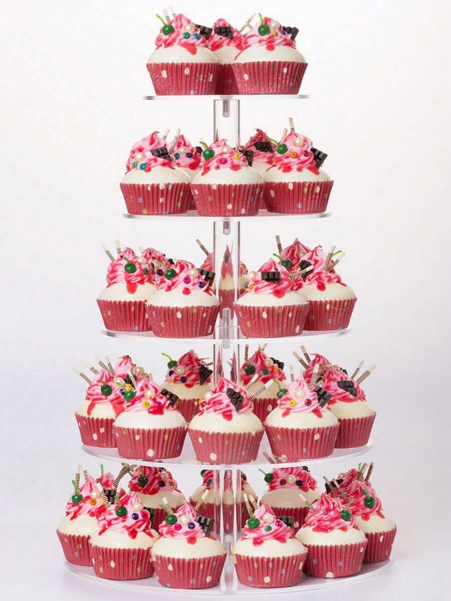 Round Acrylic Cake Display Stand, Multi-Tier Dessert Food Rack, Suitable For Wedding, Birthday Party Cake Stand, Cake Decoration, Cupcake Stand, Cake Decor, Cake Riser, Wedding Decor, Wedding Party Supplies, Wedding Decorations, Wedding Accessories, Wedding Cake Stand, Back To School