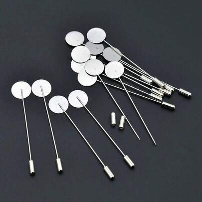 10pcs DIY Craft Supplies, Brooches, Scarf, Collar Decor Pins, Sweater Clips, Round Base Holders, Accessories