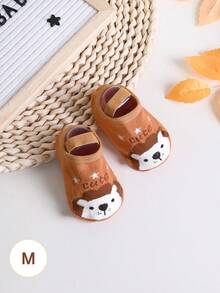 1 Pair Cute Cartoon Pattern Anti-Slip Dot Toddler Socks, Stay-On Design, Protect Feet, Suitable For Crawling Suits, With Elastic Band