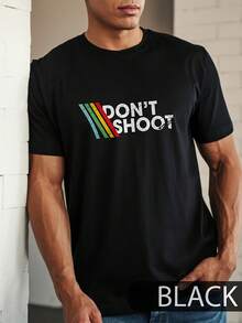 Camiseta con el tema del juego Don't Shoot |   Camiseta Vintage con Humor Arcade |   para Entusiastas de Videojuegos |   Rayas Retro Desgastadas |   Cuello Redondo, Estilo Clásico, Suave y Cómodo, Unisex, Camiseta Coleccionable - Negro - Ver 3