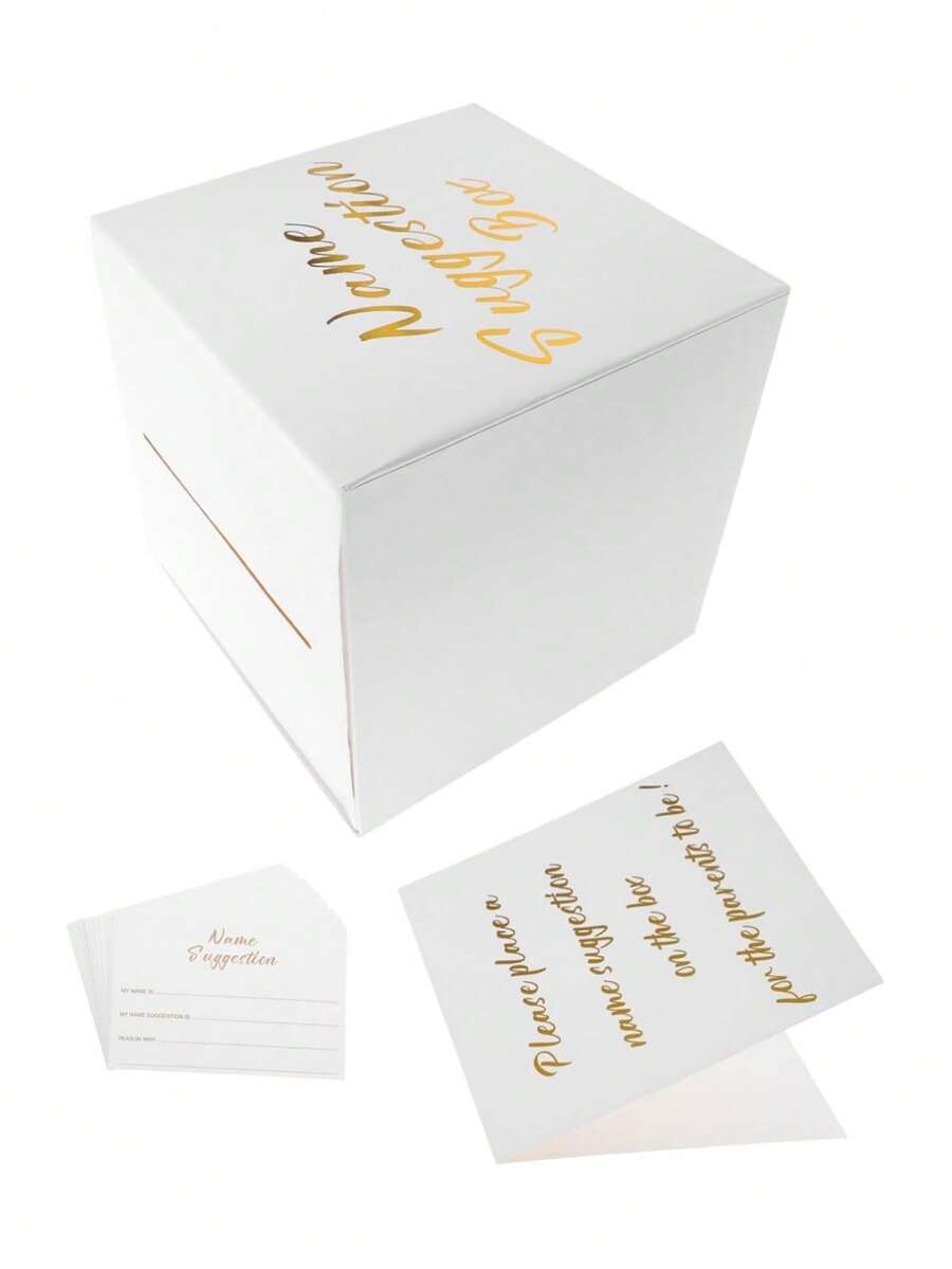 1 Bộ Hộp Gợi Ý Tên Được Dập Nổi Bằng Giấy Bạc, Bao gồm 1 Thẻ Trưng Bày và 30 Thẻ Bình Chọn. Thích hợp cho Đám Cưới, Tiệc Chào Mừng Em Bé, Sinh Nhật, Kỷ Niệm, Tiệc Tiết Lộ Giới Tính, v.v. Được Làm Từ Giấy Trắng Trang Nhũ. - trắng - Xem 1
