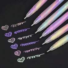 1支彩虹高光荧光粉色闪光多色渐变螺旋笔，适用于日记、DIY绘画、学生批改作业、手工彩笔 - 彩色 - 查看 2