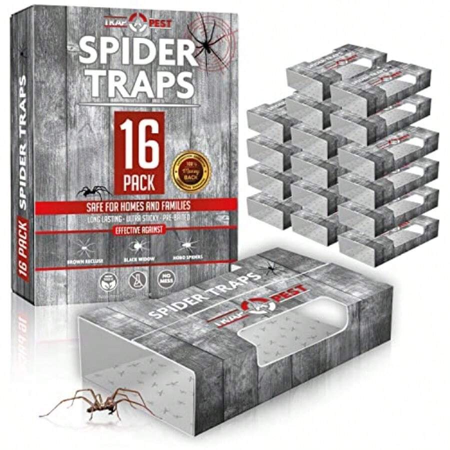 Spider Traps For Inside Your Home 16 Traps - Spider Catcher Insect Traps Indoor - Spider Traps Indoor Bug Traps Sticky Traps For Spiders - Pre Baited Ultra Sticky Insect Glue Traps -Gift - Black - View 1