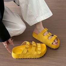 Sandalias de Playa Antideslizantes para Mujeres, Uso al Aire Libre, Verano 2025 Nuevas Zapatillas  de Suela Gruesa que Aumentan la Altura - azul claro - Ver 4