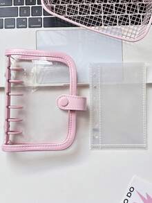 1本A7 PU皮革装订透明活页夹，A7可替换内芯笔记本，替换内芯，贴纸垫，透明贴纸簿，贴纸册，照片收纳套，计划本，预算笔记本，日记本，记事本，办公用品 - 彩色 - 查看 13