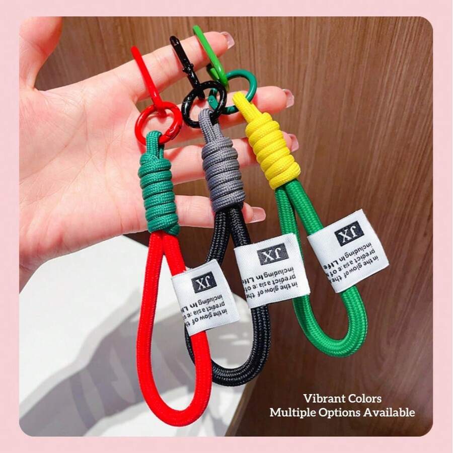 Fashionable Color-Block Braided Rope Keychain, Personalized Handmade Woven Colorful Key Ring, Climbing Carabiner Braided Rope Key Pendant