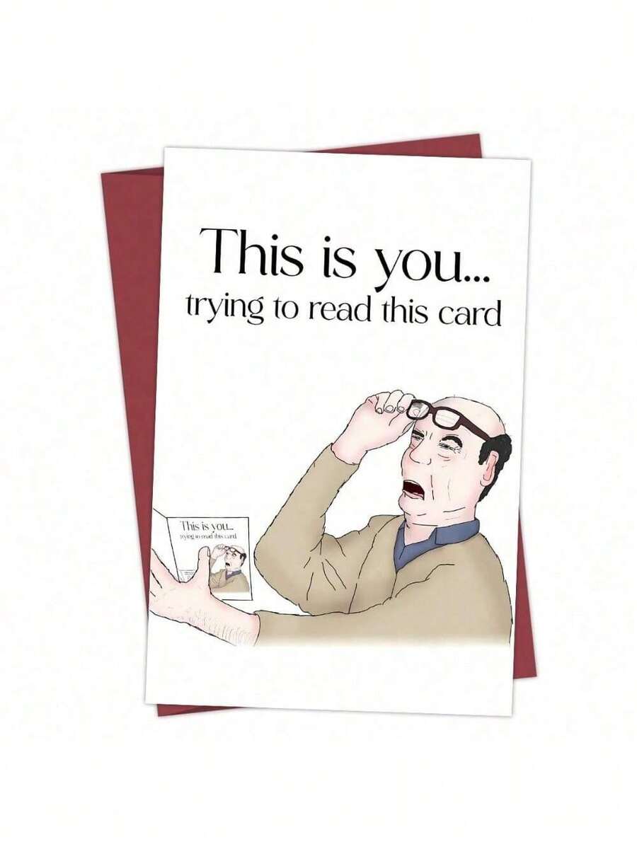 1 Pc Interactive Humor Card With This Is You Trying To Read This Card Playful Quote Self Referential Greeting Card For Friends Family Colleagues Perfect For Birthday Card Gift Card Greeting Card Thank You Card Christmas Card Inside Joke Celebration - 紅色 - 查看 1
