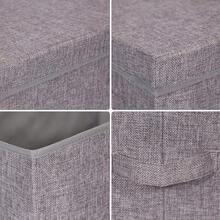 3 Pack Large Foldable Storage Box With Lids Fabric Storage Cube Organizer Cloth Containers Bins Baskets For Closet Clothes Clothing Bed Room - Grey 3 Pack - View 7