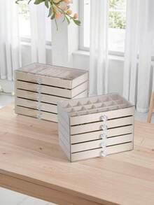 1个无窗首饰盒，时尚女孩及女士首饰收纳盒，多功能植绒首饰盒，柔软植绒设计防止刮伤，旅行及邮轮出行理想之选，大容量双层首饰盒，浴室收纳盒，储物盒，橱柜整理盒，生日礼物，情人节礼物，结婚礼物，母亲节礼物，返校礼物，复活节礼物，新年礼物 - 多色 - 查看 4