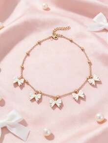 Girls Chain Necklace Resin Bow Flower Heart Star Fashion Design 1pc Daily Wear Gift For Her - White - View 1
