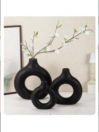 1pc Donut Round Vase | Nordic Vase | Minimalist Vase Home Living Room Desktop Flower Arrangement Vase Decorative Ornament