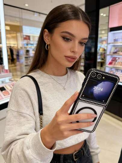 Rhinestone Folding Phone Case/Magnetic Phone Case, Compatible With Z /Z FLIP6/Z FLIP5/Z FLIP4