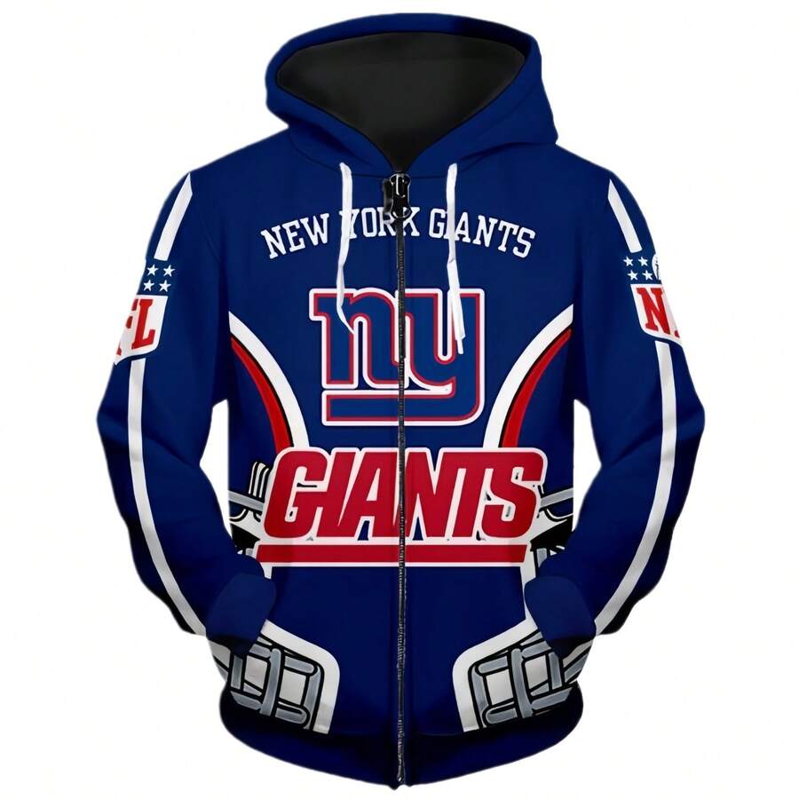3D Team New York Giants Zip-Up Hoodie, The Perfect Gear For Match Day Fans. - Multicolor - View 1