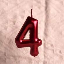 6cm High Red Numeral Birthday Candle, Suitable For Holiday Celebrations, Cake Baking Decor, Adult Ceremonies, Birthday Anniversaries And Other Festival Events - Red - View 6
