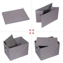 3 Pack Large Foldable Storage Box With Lids Fabric Storage Cube Organizer Cloth Containers Bins Baskets For Closet Clothes Clothing Bed Room - Grey 3 Pack - View 5