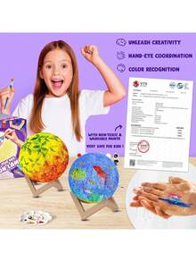 Kit para Pintar Tu Propia Lámpara de Luna, Luz Nocturna de Manualidades DIY, Kit de Pintura y Artes para Niños de 8 a 12 Años, Suministros de Arte Regalo para Cumpleaños, Pascua, Fiestas - para Adolescentes, Niñas y Niños de 3 a 8+ Años (Moon),38259628 - Rojo violeta - Ver 6