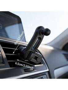 1pc Black Car Phone Holder Base, Dual Clip Four-Claw, Rotatable, Compatible With Any Panel, Suitable For Various Car Air Vent Phone Holders - A - View 6