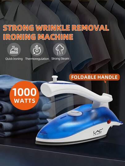 LAC 1pc Dual-Voltage Portable Folding Mini Handheld Steam Iron, Red/Blue, Suitable For Home And Travel Use