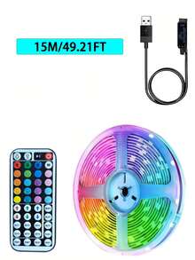 1 pieza Tira de luz LED inteligente, control remoto de 44 teclas, multicolor ajustable, adecuado para dormitorio, sala de estar, decoración del hogar, fiesta en la habitación, alimentado por USB, decoración navideña, iluminación de ambiente de bar, tira LED con control remoto, luces RGB, ajuste de color, respaldo autoadhesivo, aplicable para decoración de habitaciones/cocina/techo/juegos/fiesta (baterías no incluidas) - luz de color - Ver 17