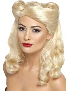 Smiffy's 40er Pin-Up Perücke Blond mit Victory Rolls - Auburn - Übersicht 2