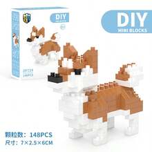 1pc Cartoon Building Blocks Mini Multi-Style Choice Animal Dog Dachshund / Labrador / Schnauzer / Shiba Inu / Poodle Teddy Pet Dog Companion DIY Assembly Educational Building Block Set Home Decor Birthday Gift - 彩色 - 查看 9