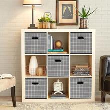 Black Foldable Storage Cubes Bins, Fabric Storage Box Cubes Organizer Baskets With Dual Handles For Home Organizer,Set Of 3,(Grey Grid) - Greygrid - View 6
