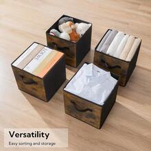 Cube Storage Bins, Cube Storage Organizer With Handles, Foldable Storage Cubes, Cubby Bins, Wood Print Storage Bins, Fit Cube Storage Unit, Rustic Brown, 13 Inch 6-Pack - 鄉村棕色-6件裝 - 查看 6