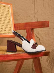 大码女士玛丽珍鞋，粗跟，方头，酒红色高跟鞋，小号皮鞋，大码，女士乐福鞋 - 酒紅色 - 查看 5