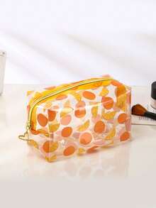 1pc Transparent Waterproof Multifunctional Cosmetic Bag, Portable Travel Makeup Brush Organizer, Cartoon Large Capacity Stationery Pouch, Toiletry Bag