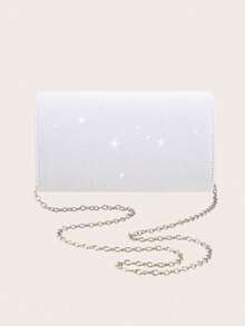 REMANLAND Embrague con forma de V brillante y de moda, bolso de hombro exquisito y único, bolso de sobre elegante y minimalista, adecuado para que las mujeres asistan a fiestas, bodas, galas y otras ocasiones, regalo perfecto para la mujer - Blanco - Ver 7