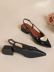 Giày lười mũi nhọn gót thấp mới dành cho nữ - màu đen - Xem 4