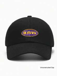 1pc Unisex BAWw Embroidered Baseball Cap Golf Dad Hat, Back To School Vintage Adjustable Washed Distressed Baseball Cap, Suitable For Baseball Games - Black - View 9