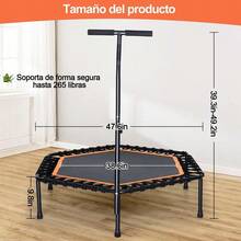 Trampoln Porttil y Plegable, Trampoln Fitness de 48 Pulgadas con Mango Ajustable para Uso en Exteriores e Interiores, Capacidad de Peso 130 kg - Naranja - Ver 7