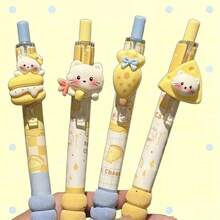 1/2/4pcs Newest Cute Cheese Cat Neutral Pens, Creative High-Quality Design, Suitable For Office Supplies, Students, Stress Relief, Healing, Holiday & Couple Gifts - Multicolor - View 6