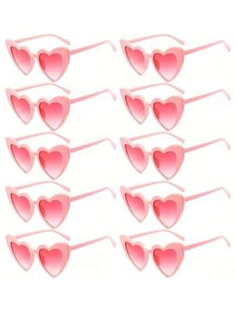 10 piezas Gafas con forma de corazón, Gafas con forma de corazón vintage, Gafas de moda retro para mujer, Gafas con forma de corazón, Gafas de fiesta perfectas para compras de chicas, viajes al aire libre, reuniones, fiestas de cumpleaños, celebraciones festivas y el Día de San Valentín