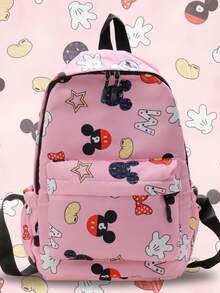 Ba lô màu hồng in hình chuột Minnie của Disney, ba lô đa năng dùng hàng ngày, túi du lịch thời trang dành cho nữ, cặp sách dung tích lớn, có ngăn khóa kéo phía trước, họa tiết hoạt hình cổ điển, phù hợp cho việc đi lại hàng ngày. - Nhiều màu - Xem 1