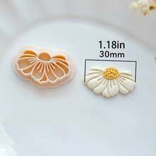 1pc Flower Soft Clay Earring Stud Rhinestone Polymer Clay Printing Cutting Mold, Suitable For Making Brooch, Earrings, Jewelry - Apricot - View 10