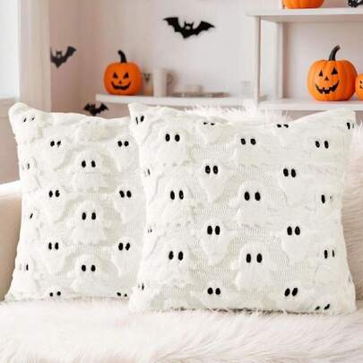 Genérico 2 Fundas de Almohada de Otoño,Halloween Fundas Almohadas de Calabazas Decorativas,Funda de Cojines Cuadradas-para Otoño, Acción de Gracias para Sofá y Decoración del Hogar (Fantasma),38206289