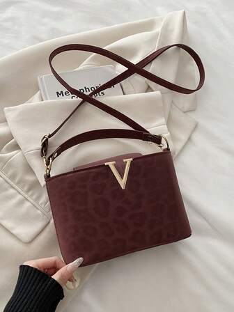 Bolsos de hombro tipo cubo con estampado de leopardo para mujeres, bolsos de mano de moda para regalo, bolsos cruzados casuales para uso diario